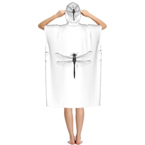 Poncho microfibre ultra léger imprimé libellule avec grande capuche - 3