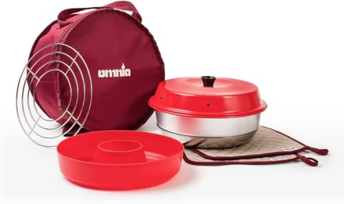 OMNIA Ofen Kit mit Zubehör - Set mit Campingofen, Silikonform, Aufbackgitter, Tasche und Topflappen, Beige