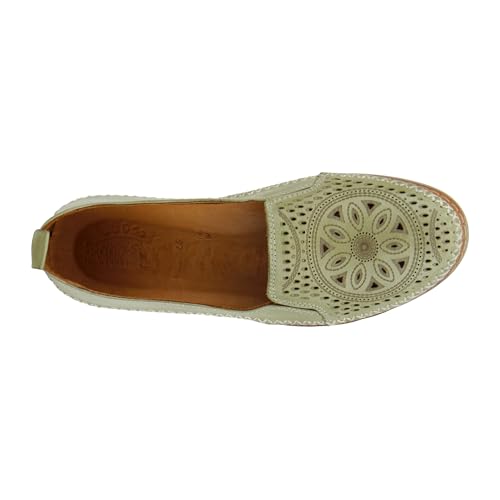Image of Spring Step Women's Ingrid Loafers - Premium Leather Slip-On with Laser Cutout Design, Elastic Goring and Lightweight Flat Sole for Comfortable Stylish Wear