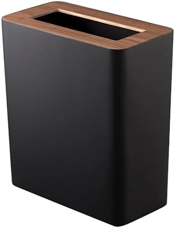 Yamazaki Home Slim Steel + Wood | Trash Can, One Size, Walnut