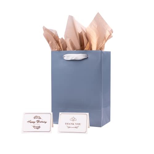 Ysmile Premium Gift Bag With Tissue Boutique Paper Bag With Handle Medium 9.8 Inch - Blue #TOP21