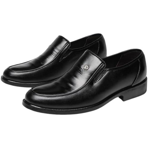 Hixingo Zapatos de Vestir Hombre Sin Cordones, 38-47 EU Zapatos de Cuero Modernos Zapatillas Vestir Hombre Verano Antideslizante Suela de Goma para Negocios, Bodas (1301 Negro,38)