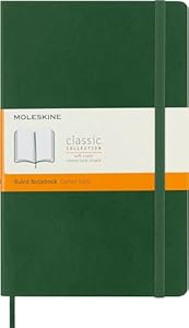 Moleskine - Classic Ruled Paper Notebook - Soft Cover and Elastic Closure Journal - Color Myrtle Green - Size Large 13 x 21 A5- 192 Pages
