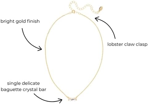 Sorrelli Bindi Pendant Necklace – Delicate Baguette Crystal Bar on Adjustable Bright Gold-Tone Chain and Crystal Clear Crystal - Image 3