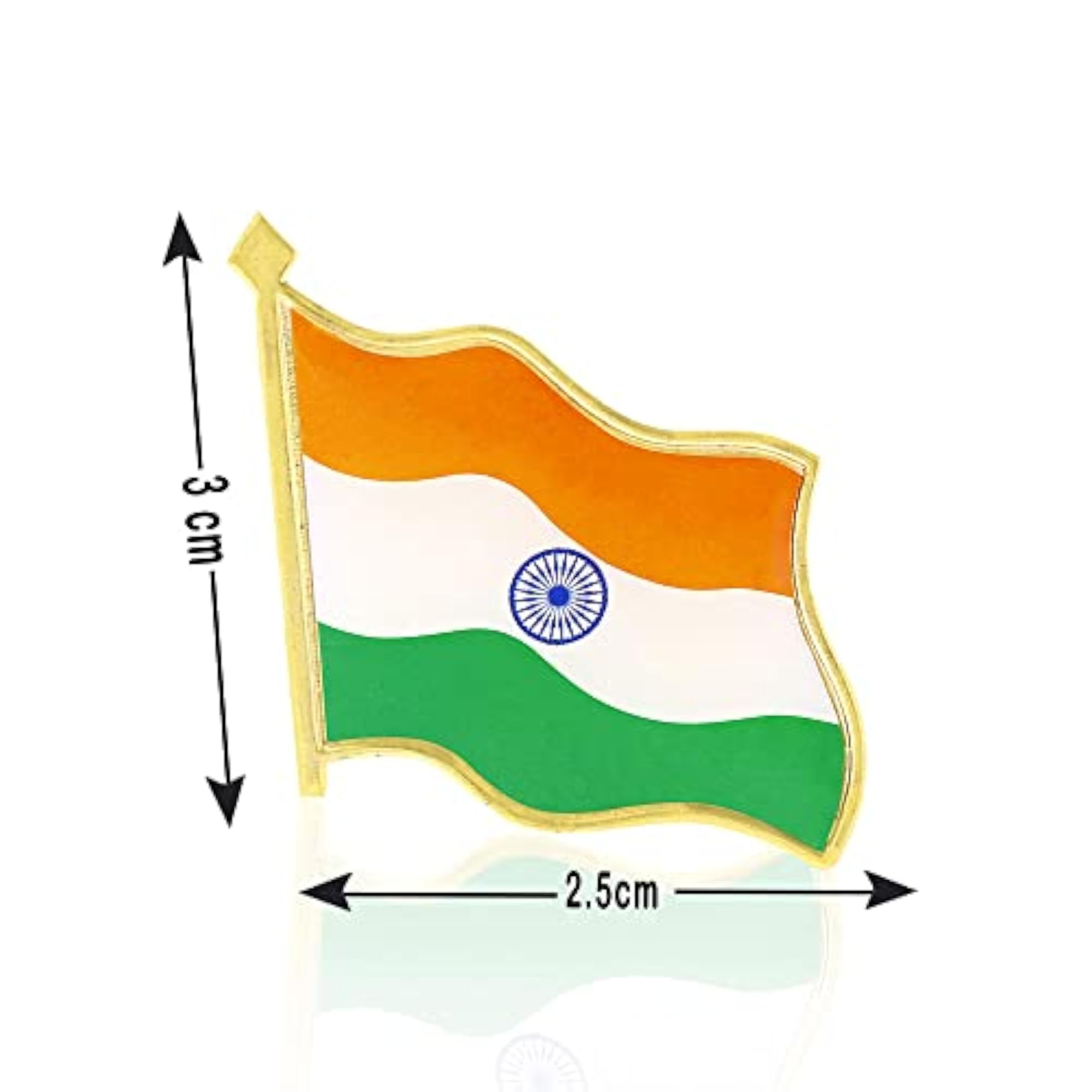 Gold-Plated Indian National Flag Brooch for Independence Day