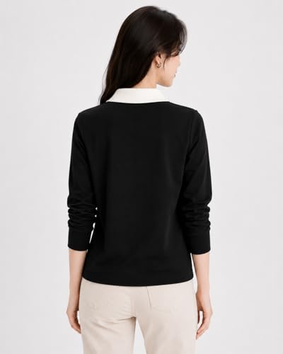 Image of Women's Polo T-Shirt | Long Sleeve Casual T-Shirt | Soft Comfortable Korean Style Trendy Top for Women