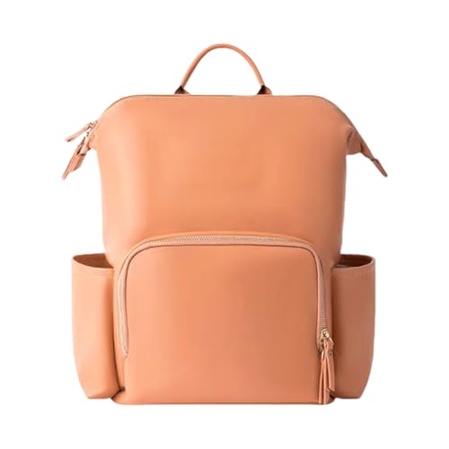 Sac à dos voyage grande capacité en cuir PU orange idéal sorties maman