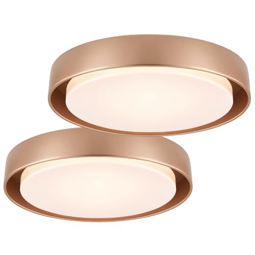 Image of LUTEC 2 Pack Flush Mount Ceiling Light, 13in 23W Dimmable LED Ceiling Lights, 3000K Daylight, 3000lm Super Bright Energy-Efficient Modern Lamp for Bedroom, Hallway, Kitchen(Gold)