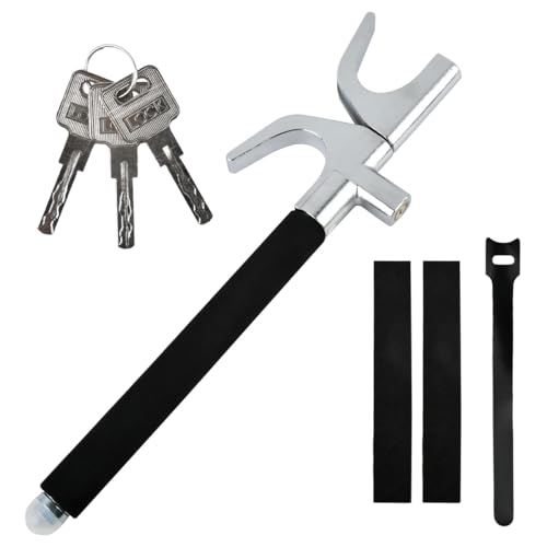 TMBMLPP Heavy Duty Car Steering Wheel Lock, Car Anti-Theft Device, Universal Car Anti Theft, Adjustable Crook Locks, Retractable Wheel Steering Lock with 3 Keys,for Auto SUVs Trucks,Black（43.5-70.5cm）