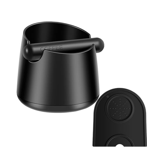 Hniuyun Knock Box Black, Espresso Knock Box Coffee Tamper Mat Set of 2, Coffee Knock Box & Coffee Grounds Container Disposal - Espresso Machine Accessories & Barista Tools