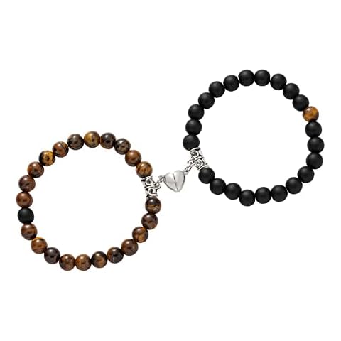 LOUMILEO Magnetic Couple Bracelets Queen and King Crown Bracelets His and Her Lover Bracelet 8mm Natural Bead Bracelet Friendship Valentine's Day Long Distance Relationship Gifts Cover