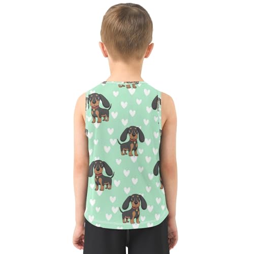 J JOYSAY Valentine Dog Green Boys Tank Top Sleeveless Muscle Shirts Quick Dry Active Sport Workout Kids T-Shirts 3-15T3