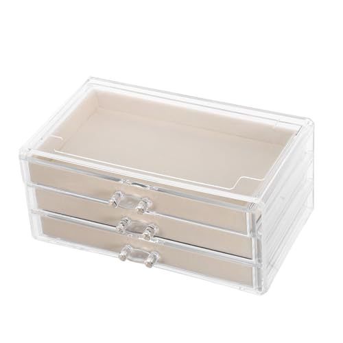 LALADEFIEE Caja Organizadora de Joyas con y Cajones Diseño Apilable y Protector contra Polvo Capacidad y para Collares Anillos y Pendientes Forrada para Almacenamiento Seguro Mostrador o