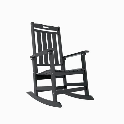 Black-Oversized-Outdoor-Patio-Rocking-Chair-HDPE-Rocking-Chair-Outdoor-Weather-Prsistant-Patio-Rocking-Chairs-for-Adult-White-Porch-Rocker-for-Backyard-Patio-Garden-Porch-38-D-x-27-W-x-46-H Black Oversized Outdoor Patio Rocking Chair HDPE Rocking Chair Outdoor Weather Prsistant Patio Rocking Chairs for Adult White Porch Rocker for Backyard Patio Garden Porch 38 D x 27 W x 46 H