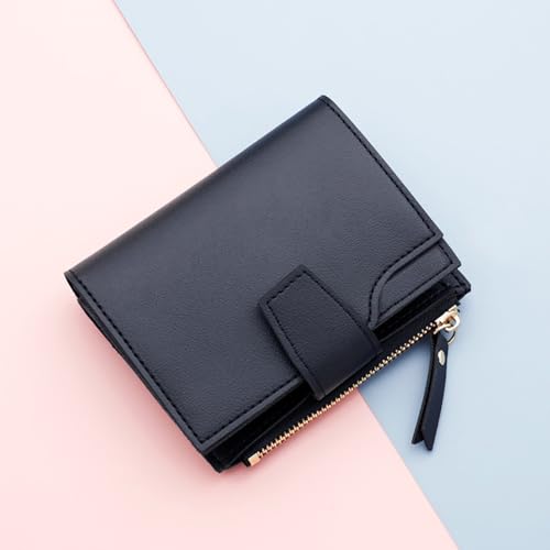 Small Wallet Women Blocking Soft Leather Bifold Compact Card Holder Wallet for Women with Zipper Coin Pocket