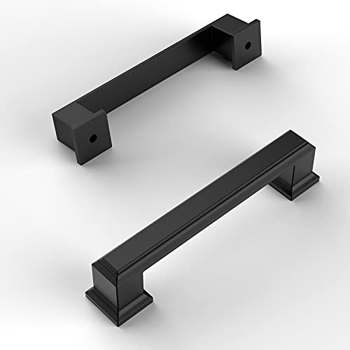Amerdeco 10 Pack Matte Black Cabinet Pulls 3-3/4 Inch(96mm) Hole Center Cabinet Hardware Kitchen...