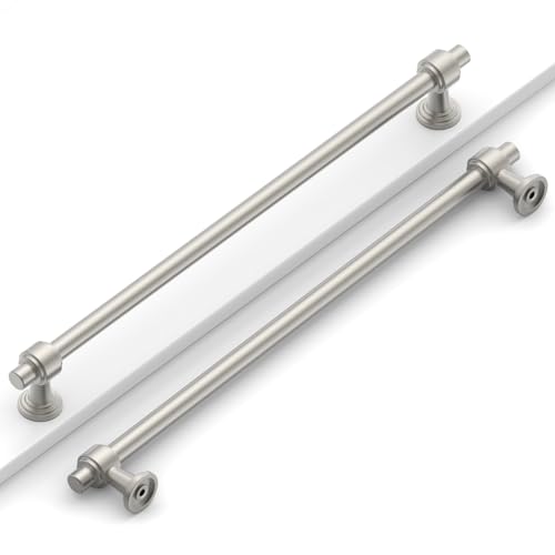 Image of 10 Pack 10 inch(254mm) Brushed Satin Nickel Cabinet Pulls Kitchen Cabinet Handles Cabinet Hardware Nickel Drawer Pulls for Cupboard CK0081