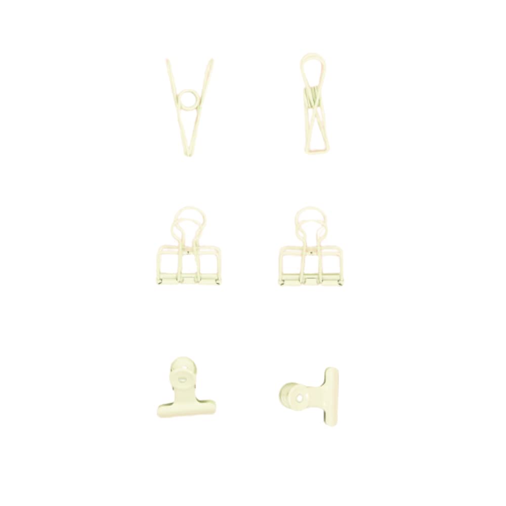 Craftelier - Set of 6 Metal Clips with 3 Sizes and 3 Different Designs, Green