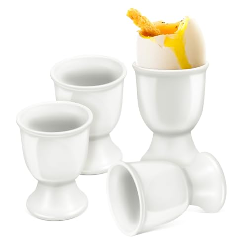 HAWILLOSCH Ceramic Egg Cup Holder Set for Display Pcs Easter Egg Holders Bulk Cups White Porcelain