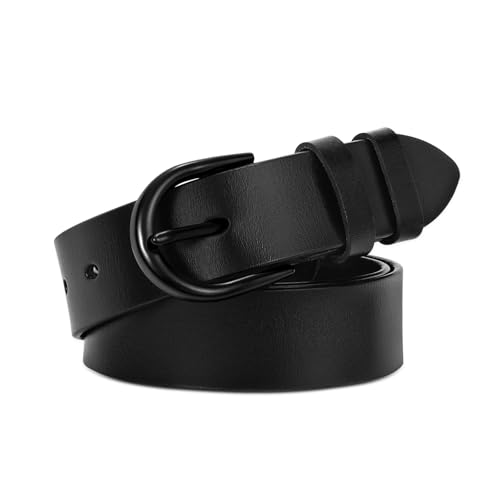 Image of WHIPPY Women Leather Belt for Jeans Pants Dresses Black Ladies Waist Belt with Pin Buckle