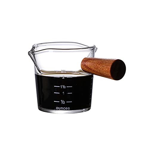 ERoomQ Saucer Glass Double Mouth Gravy Boat Espresso Cup Scale Creamer Measuring Cup Mini Jam Pot Suitable for Family Restaurant Latte Maple Syrup Dish(A)