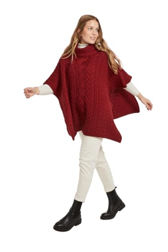 Poncho de lana merina un regalo perfecto de talla única con cuello vuelto para mujer