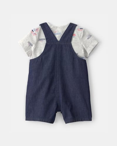 Image of Carter's Baby Boy 2-Piece Boat Striped Overall Set