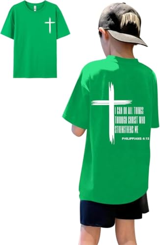 Image of KEEVICI Boys Christian Graphic Tees God Jesus Shirts for Kids Cross Faith Bible Verse Inspirational Religious Cotton T Shirt