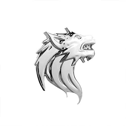 Image of Chrome Wolf Head Emblem Wolf Head Badge Thick Car Decal Sticker 2Pcs