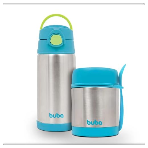 Kit Garrafa e Pote Térmico Inox Buba Cor Azul