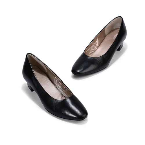 Image of Woodland Women Blue Block Heel Slip-On Shoes