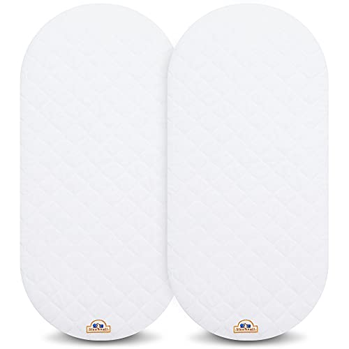 Bluesnail Quilted Fitted Waterproof Cradle Sheet, Comfortable And Soft Bassinet Pad Cover 2 Pack (White Quilted) #TOP1