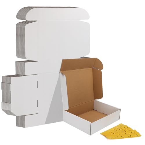 Image of HORLIMER 11x9x3 inches Shipping Boxes Set of 25, White Corrugated Cardboard Box Literature Mailer
