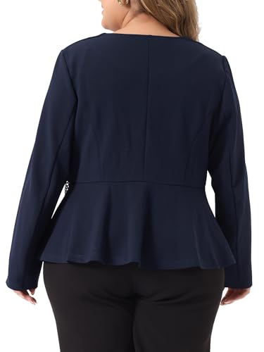 Agnes Orinda Plus Size Blazer for Women Work Button Chain 2023 Office Fashion Jacket Peplum Blazers4