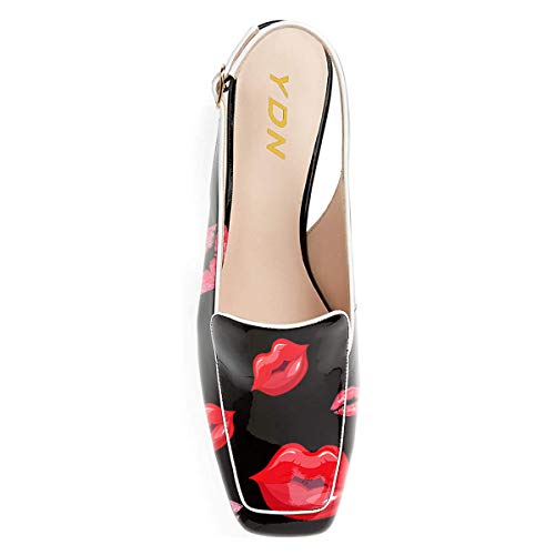 Image of YDN Women Closed Square Toe Block Low Heels Slingback Formal Loafer Dressy Shoes Office Lady Pump Size 4-15 US