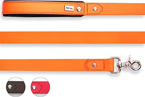 PetTec Hundeleine mit Handschlaufe, Führleine 2m bis 80kg, Trainingsleine/Ausbildungsleine/Trekkingleine für Hunde aus TRIOFLEX (ähnl. Biothane), wasserabweisend & robust, Dog Leash (Orange)