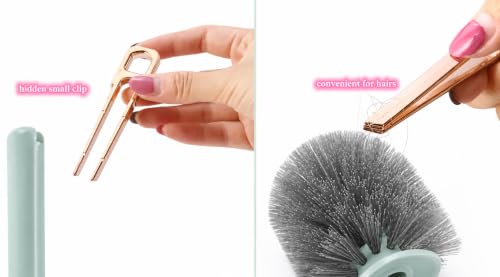 Image of Vasukie Toilet Brush and Holder Set, with a Extra Crevice Cleaning Brush Deep Cleaning Toilet Bowl Brush for Bathroom Toilet Brushes for Bathroom Wall Mounted Water Drop (Baby Blue)