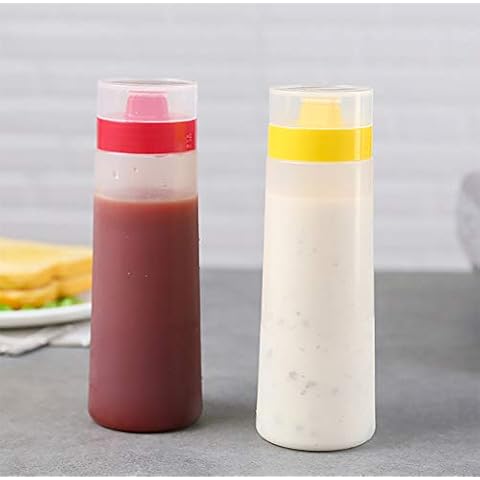 Kakamono 2-pack Porous Squeeze Bottles,Leak Proof Refillable Condiment Container for Kitchen Use,Salad Dressings,top dispensers for ketchup mustard mayo hot sauces olive oil(10 oz) Cover