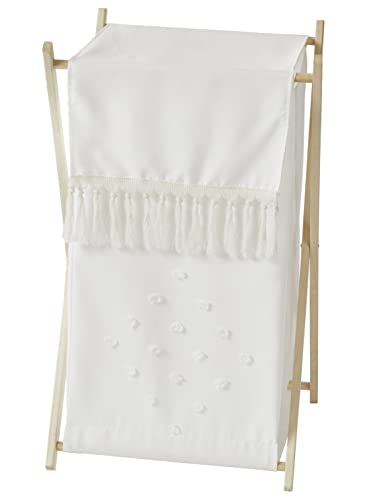 Sweet Jojo Designs Boho Dot Baby Kid Clothes Laundry Hamper - Ivory Beige Cream Off White Bohemian Shabby Chic Modern Luxury Farmhouse Geometric Pom Pom Tufted Minimalist Gender Neutral #TOP27
