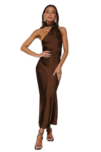 Halter Bridesmaid Dresses 2025 Long for Women Satin Formal Evening Gowns TN373