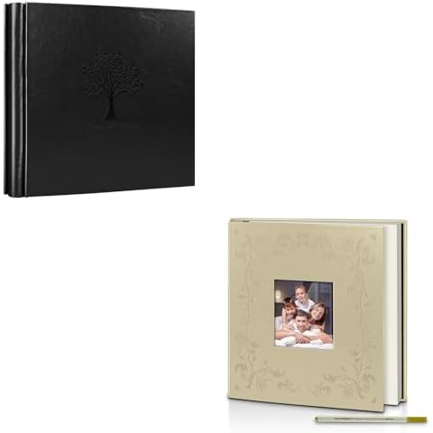 Posater Photo Album 4x6 600 Pockets Photo(Black)&Posater Self Adhesive Scrapbook Album(Ivory) Cover