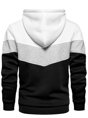 Men’s Fleece Pullover Hoodie Color Block Zip up Sweatshirt with Adjustable Hood and Kangaroo Pocket3