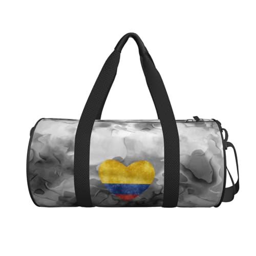 Colombian Heart Flag Convertible Garment Bag with Shoulder Strap, Carry on Garment Duffel Bag for Men Women - Rolling Foldable for Travel Luggage Bags (Black)2