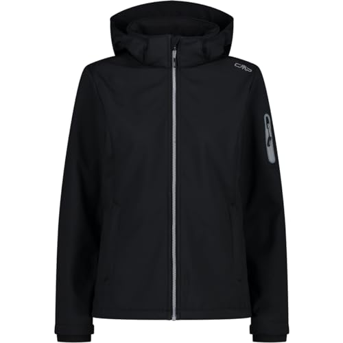 CMP Giacca In Softshell Da Donna Con Cappuccio Removibile, Nero 01, 44 CMP Giacca In Softshell Da Donna Con Cappuccio Removibile, Nero 01, 44