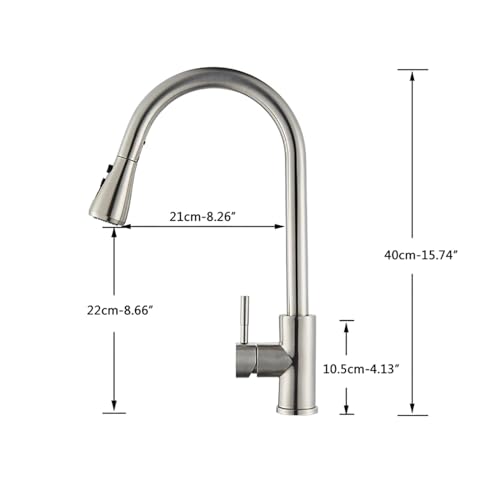 Robinet de cuisine avec douchette rétractable en nickel brossé