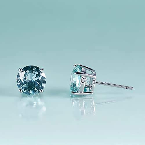2.58Ct/8Mm Lab Created Green Spinel Stud Earrings - Gem's Beauty Genuine 925 Sterling Silver Handmade Round Stud Earrings For Women Girls Birthstone Stud Earrings #TOP2