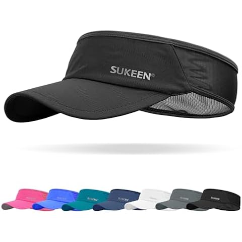 Sukeen Sports Sun Visor Men Women Lightweight Packable Cooling Stretchy Visor Hat for Running, Tennis, Golf Black Cover