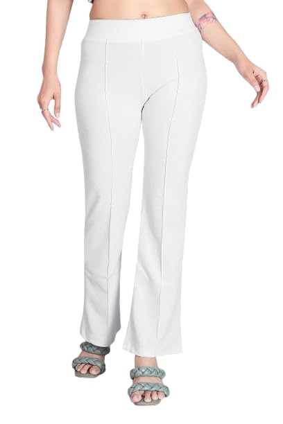 Image of Women's High Waist Bell Bottom Trouser, Elastic Flared Bootcut Pants