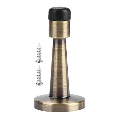 Brass Door Stopper with Heavy Duty Zinc Alloy Base and Rubber Anti-Collision Pad Bronze Brushed Finish Door Holder for Home Office Hotel Floor and Wall Protector