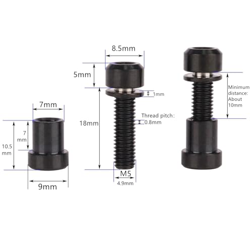 Image of Titanium Bolt M5x16 18 20mm with Washer Steerer Clamp Nut for Bicycle Stem Front Forking Lock Pack of 2 (Black, M5x18mm)